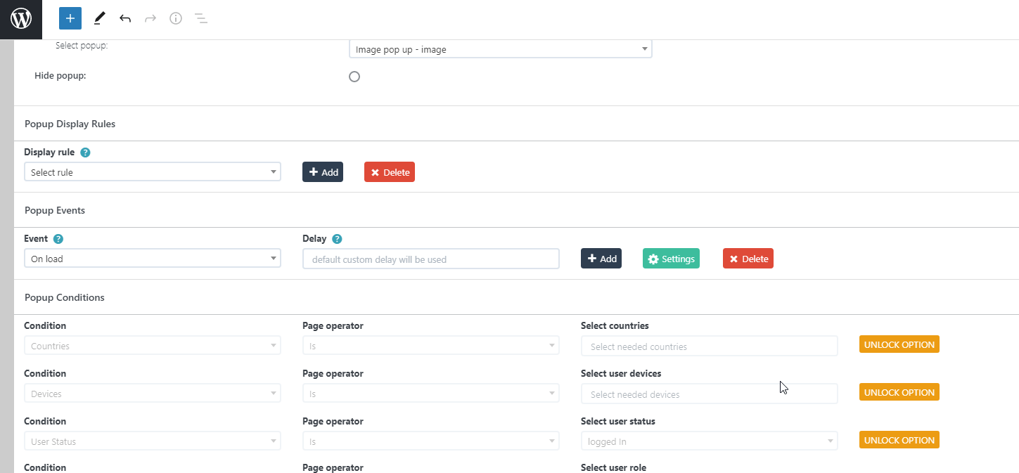 В разделе «Правила отображения всплывающих окон» нам нужно настроить, где всплывающее окно будет / не отображаться.