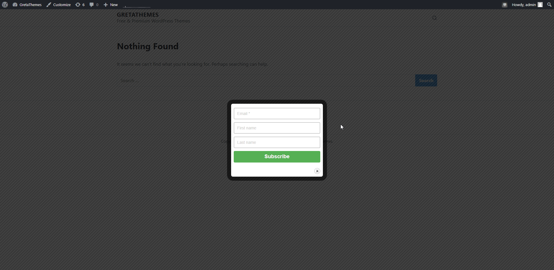 Пример всплывающего окна моей подписки на контент.