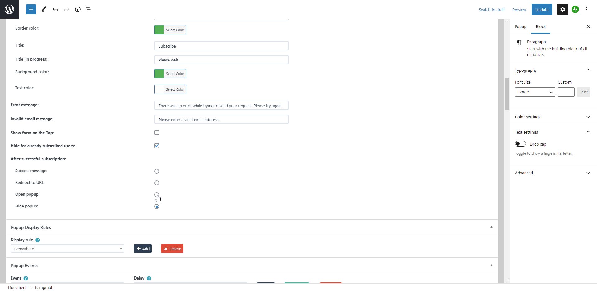 Выберите подходящее сообщение или информацию, которые вы хотите показать своим пользователям после того, как они подпишутся.