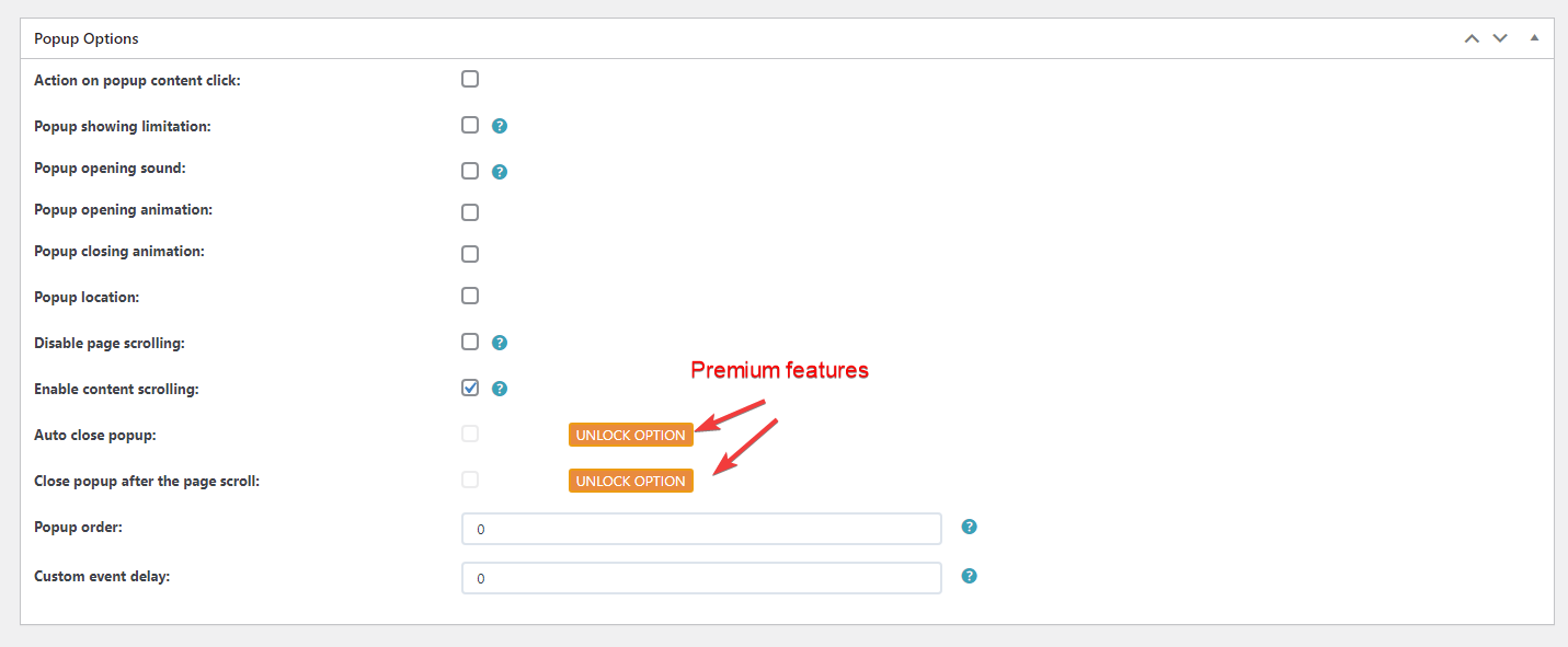 Popup Builder обладает некоторыми дополнительными функциями.