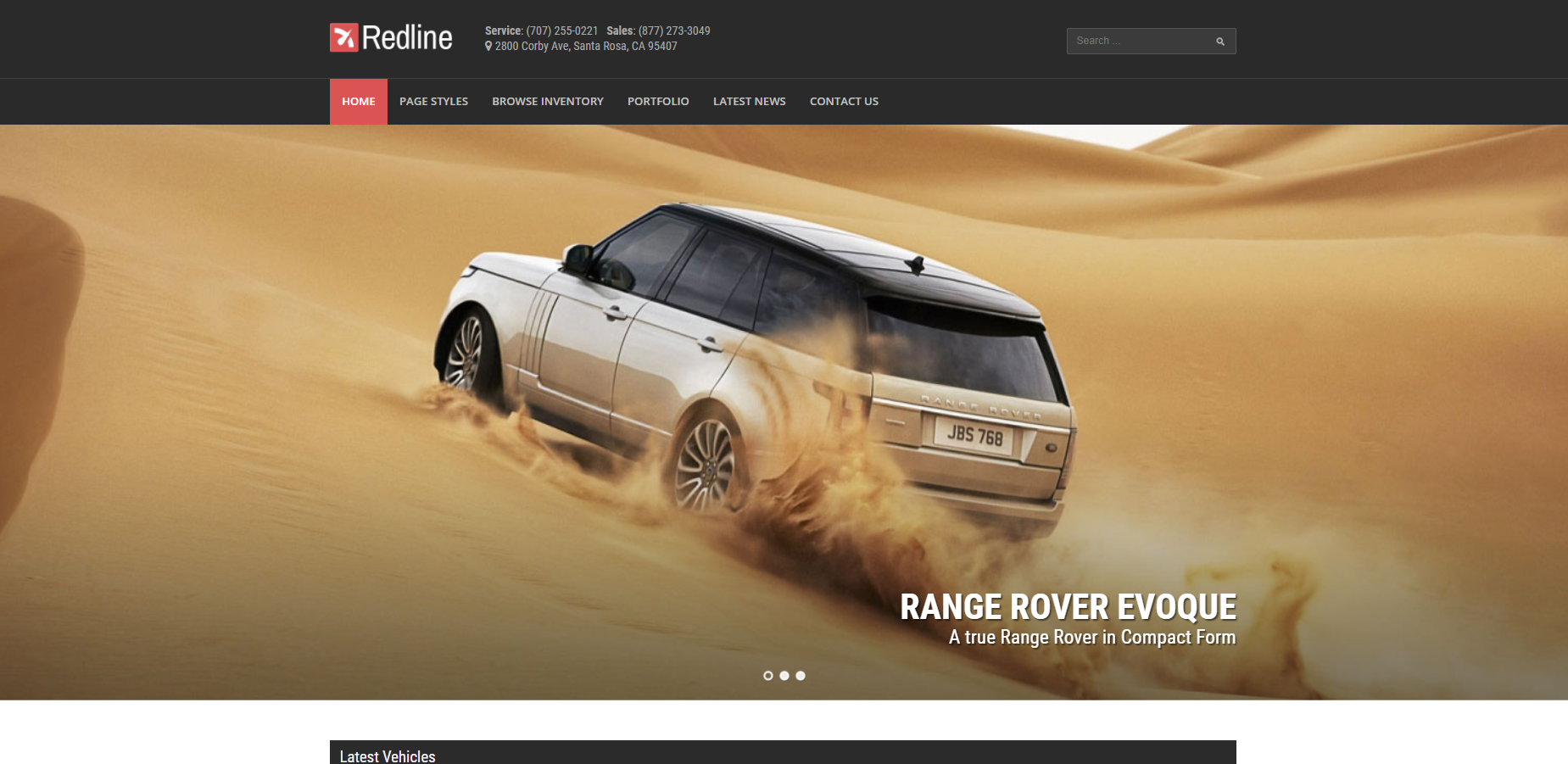 В отличие от других современных тем для продавцов автомобилей, Redline обладает удивительно простым дизайном.