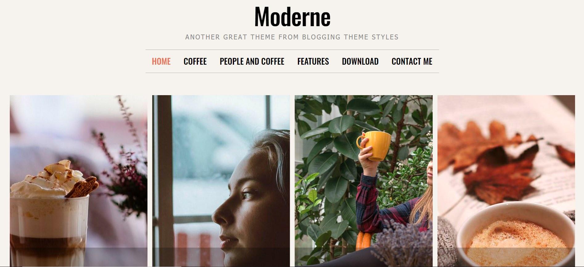 Moderne 有四个侧边栏，带有暖色调和裸色调。