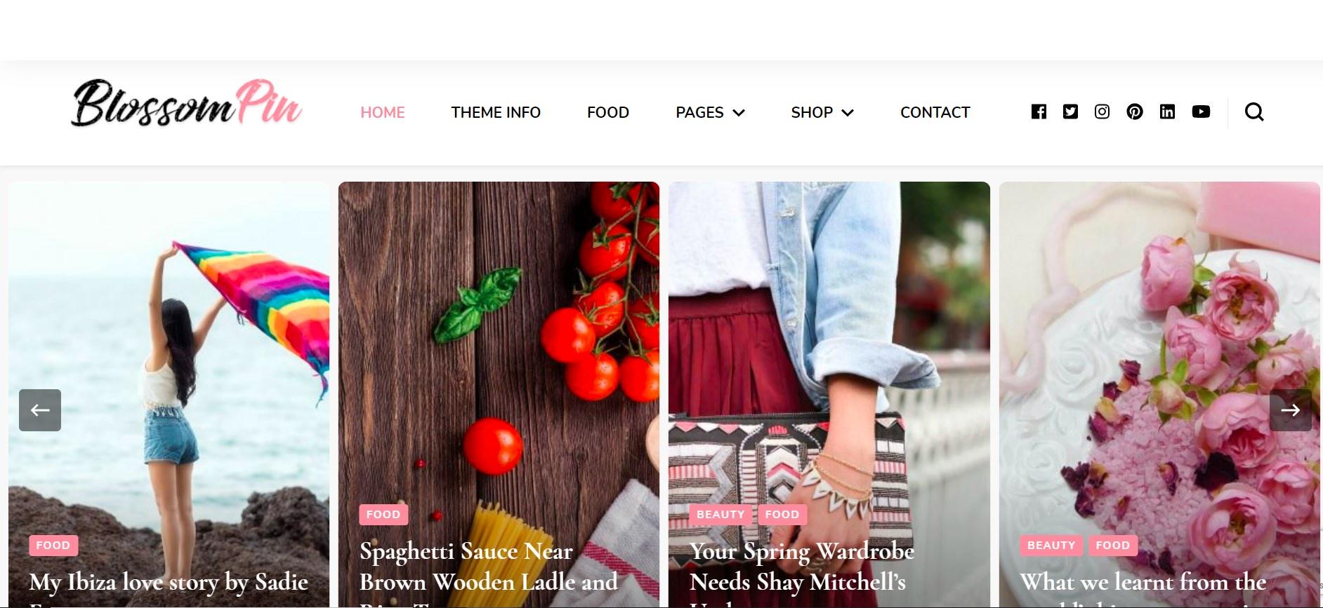 Blossom Pin 是一个免费的 WordPress 博客主题，具有时尚和女性化的外观
