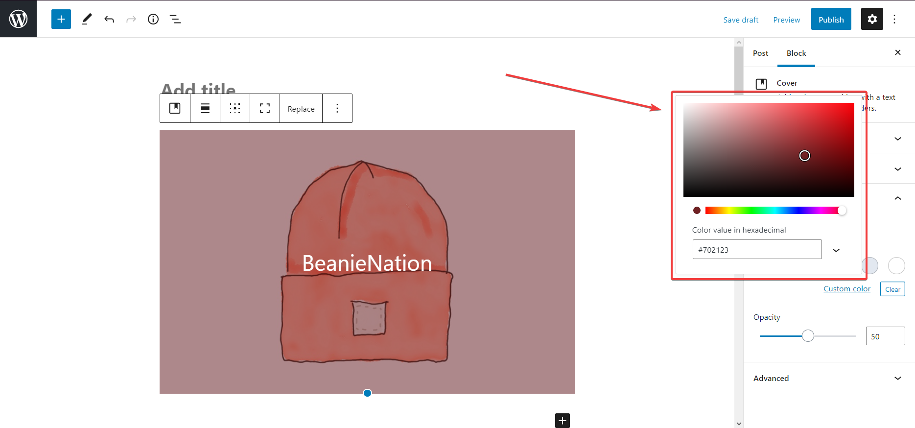 您可以根據需要選擇任何顏色來覆蓋圖像。