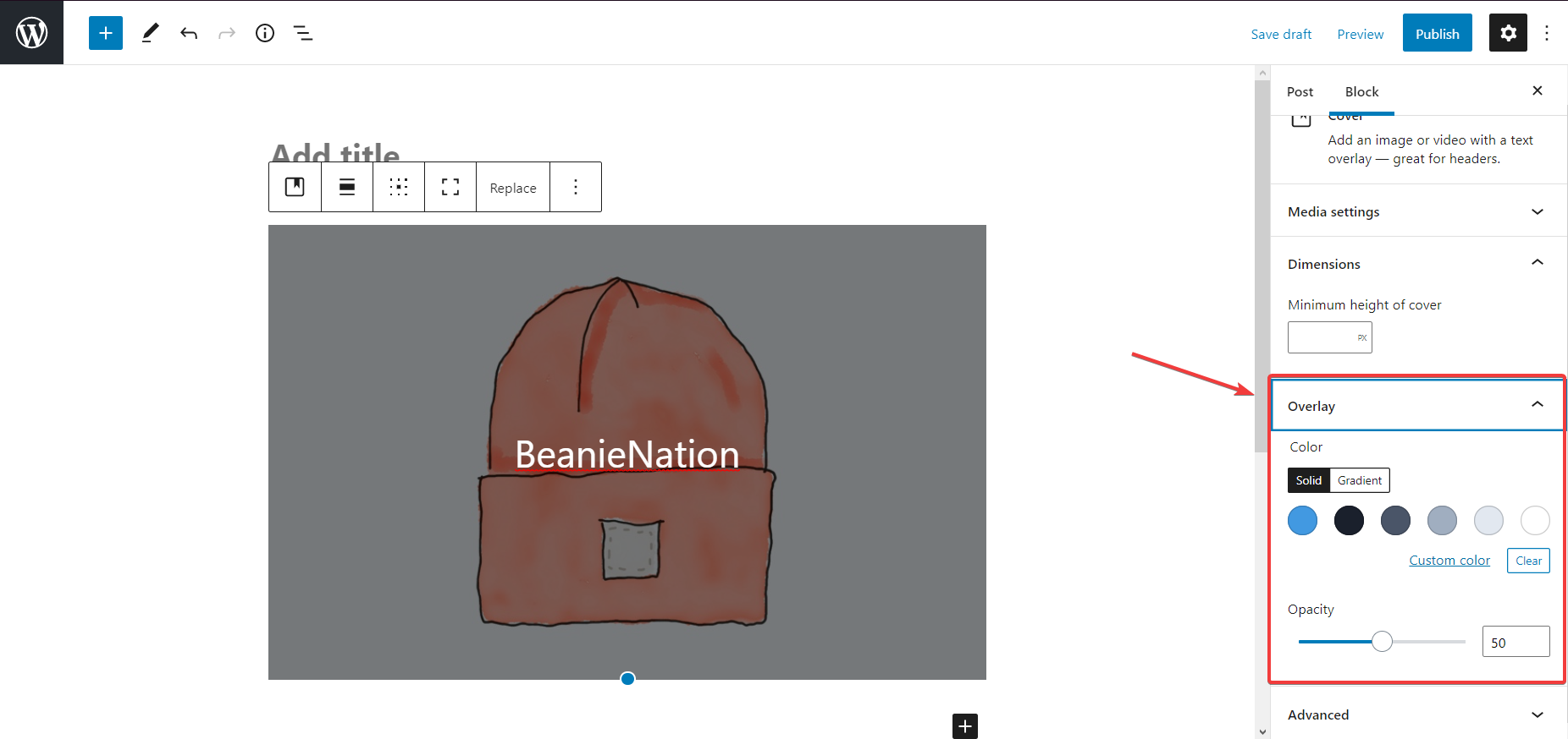 Overlay 部分位於右側屏幕中。
