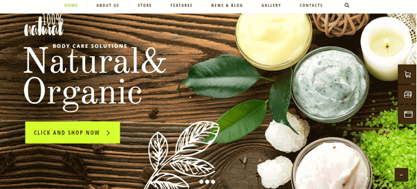 Organic Beauty Store & Natural Cosmetics 主题带来活力和绿色自然，非常适合年轻人