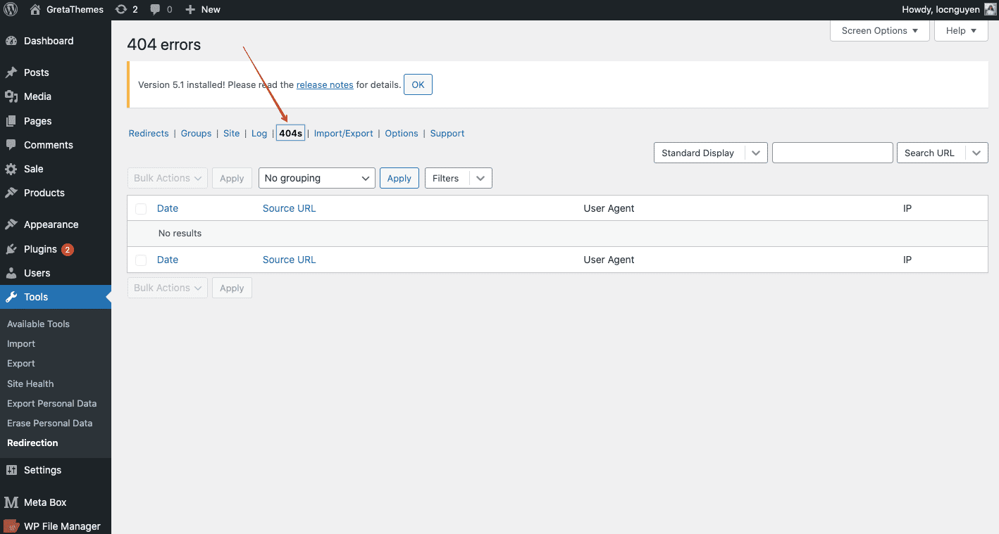 您可以在 404s 选项卡中检查 404 错误