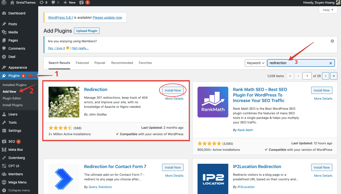 安装并激活重定向插件