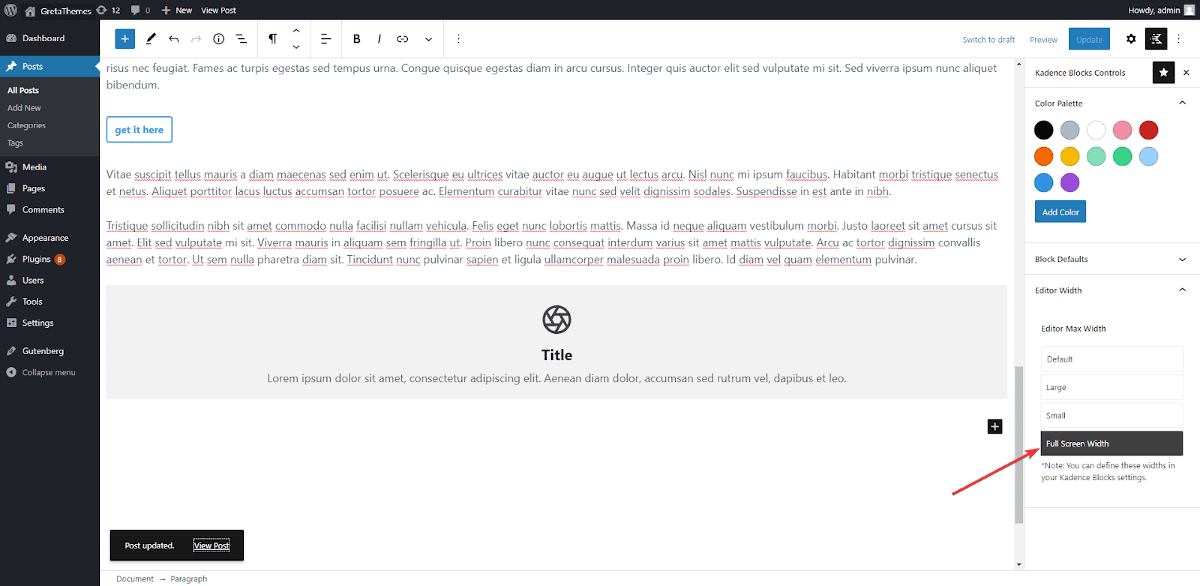 Kedence 的编辑器最大宽度有助于自定义帖子/页面编辑器的大小或宽度