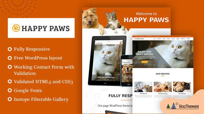 Happy Paws - سمة WordPress من صفحة واحدة