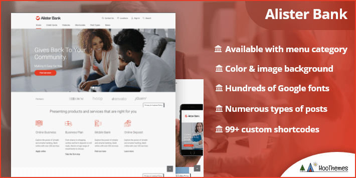 Alister Bank Credits Banking Finance WordPress 主题