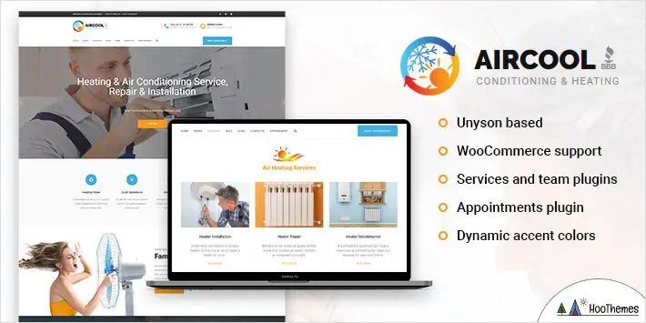 AirCool - سمة وورد للتكييف والتدفئة