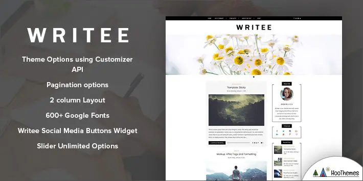 Tema de blog WordPress gratuito da Writee