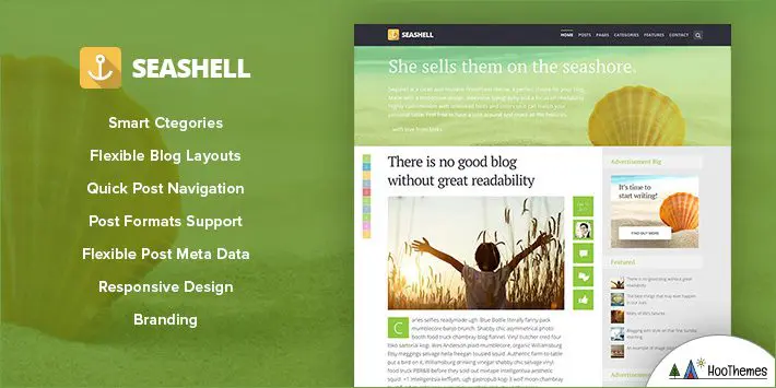 SeaShell - tema de blog WordPress responsivo moderno para blogs