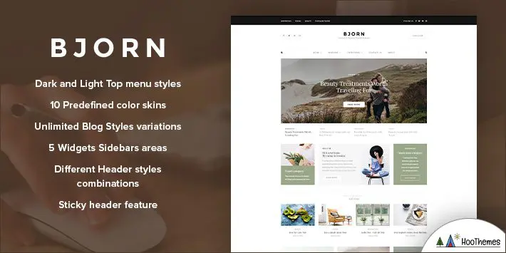 Bjorn - Tema de blog WordPress responsivo para blogueiros