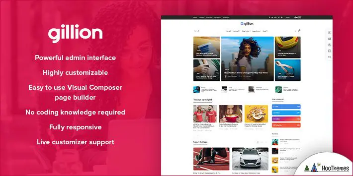O tema do blog Gillion Multi-Concept WordPress gostou de muitos blogueiros