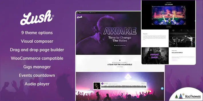 Lush - Tema WordPress pentru trupă de muzică și muzician