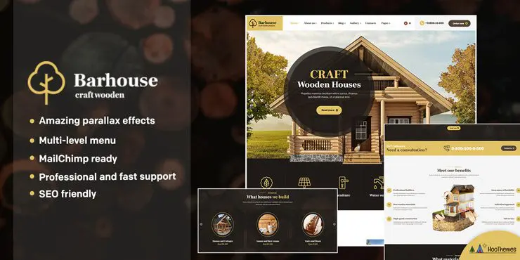 Barhouse - Tema de WordPress para construcción de casas de madera y carpintería