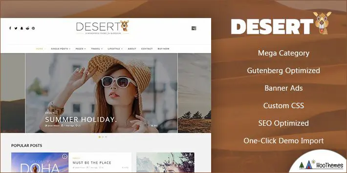 Blog de voyage dans le désert Thème WordPress