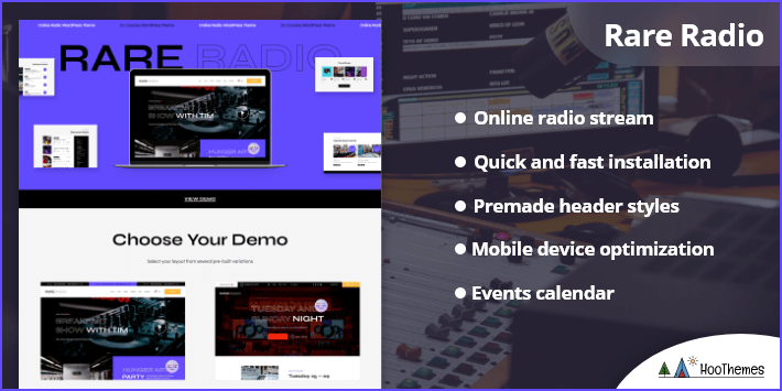 Rare Radio - Online-Musikradiosender und Podcast-WordPress-Theme