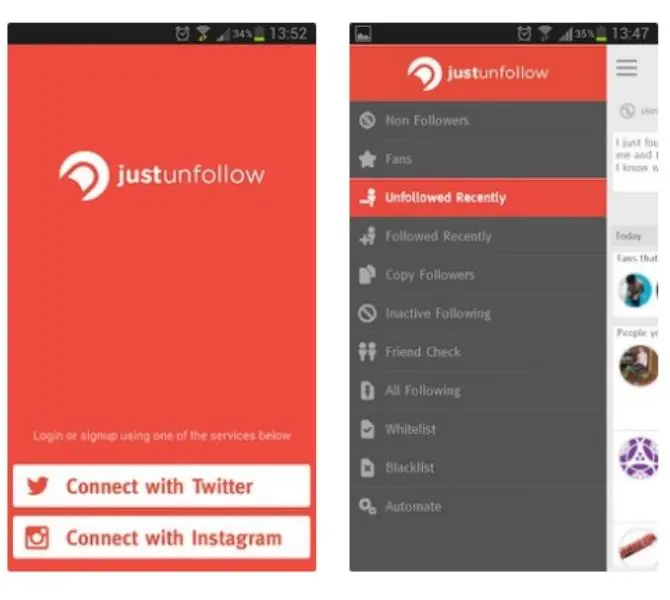 أداة JustUnfollow-simple لإزالة المتابعين