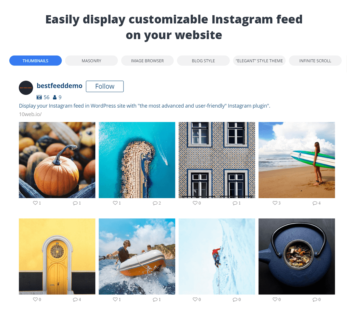 10Web, плагины для ленты Instagram