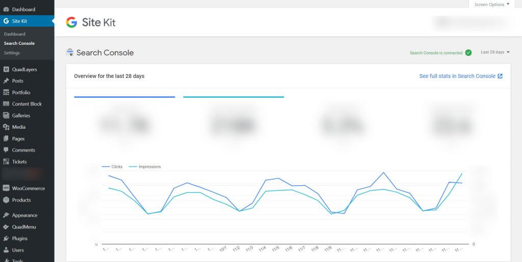 Google Site Kit WordPress - Console di ricerca