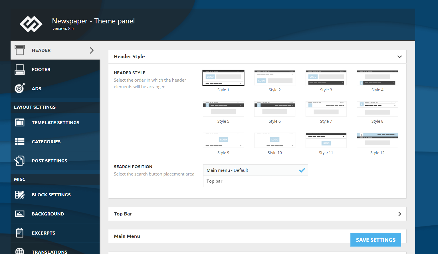 Cum se editează antetul în WordPress cu tema Ziarului