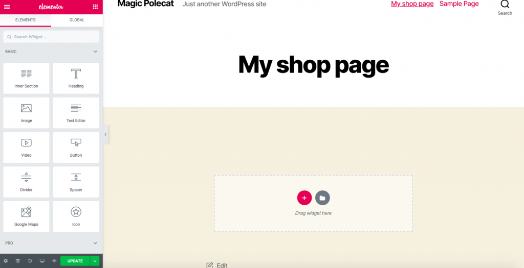 페이지 빌더로 WooCommerce Shop 페이지 사용자 정의