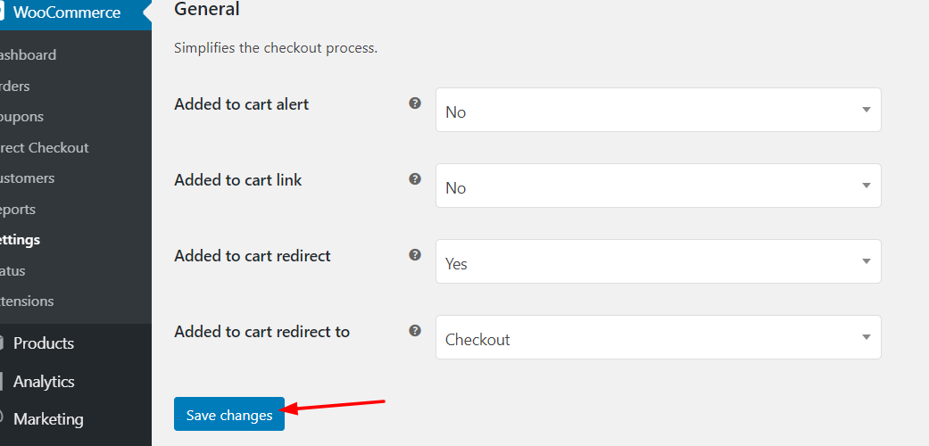 agregar botón de compra rápida en woocommerce - Configuración de pago directo de WC