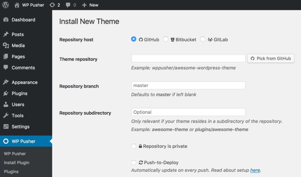 WP Pusher, jedna z najlepszych wtyczek GitHub dla WordPress
