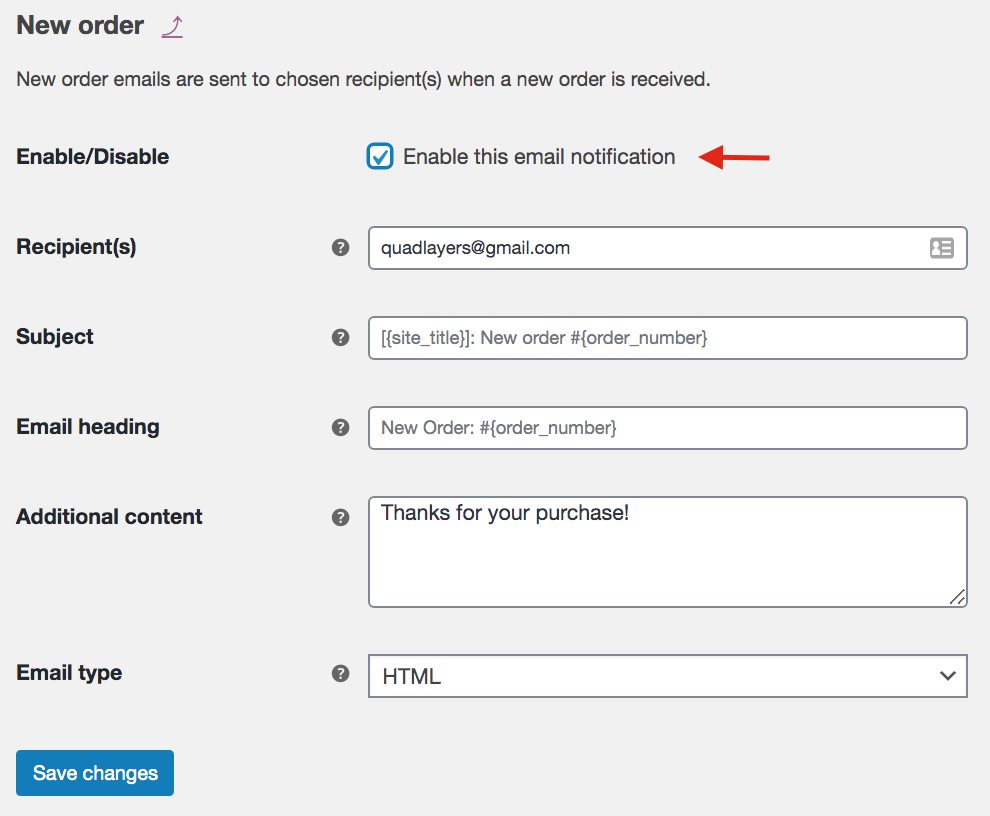 testați șabloanele de e-mail WooCommerce - Verificați setările