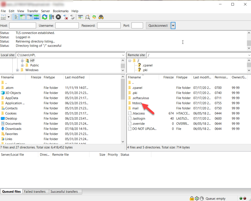 Remediați fișierul htaccess în WordPress cu FileZilla
