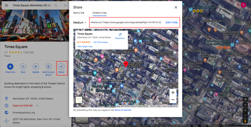 Integrasikan Google Maps dengan WordPress - kode HTML