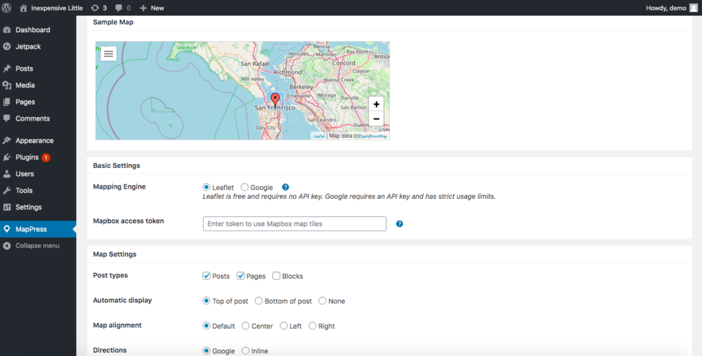 Integrasikan Google Maps dengan WordPress dengan MapPress