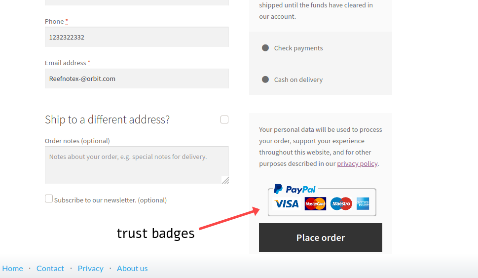 將信任徽章添加到 woocommerce 結帳頁面
