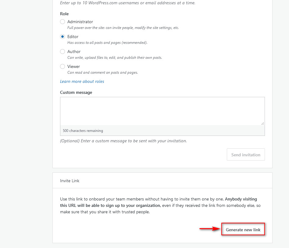 P2 para wordpress - Gerar link