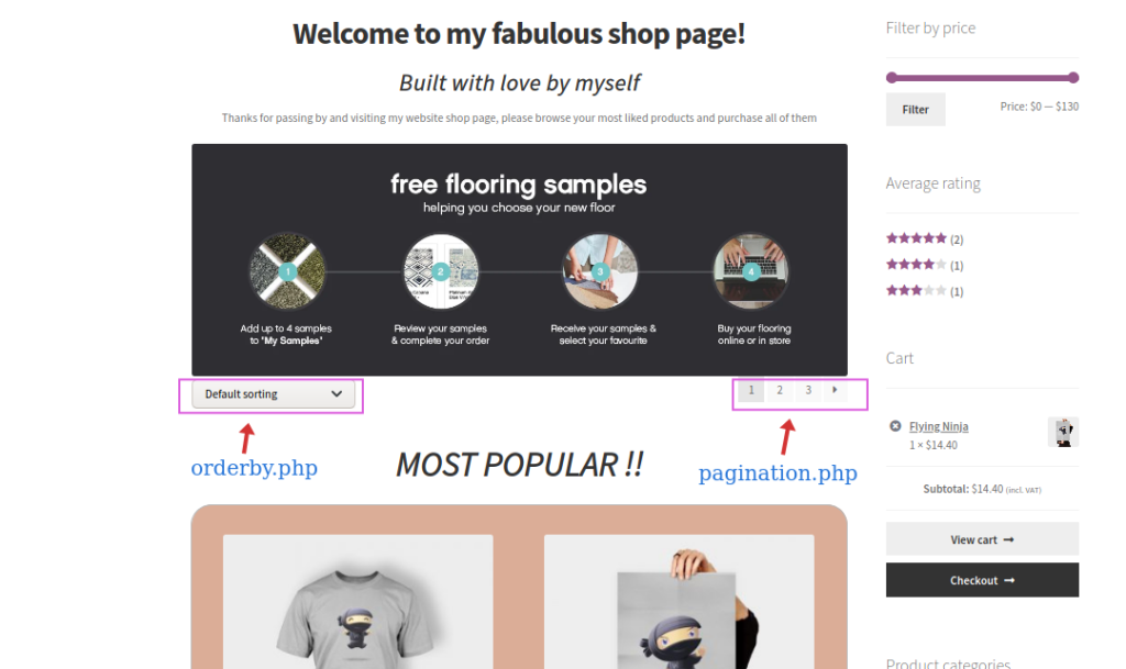 editar a página da loja WooCommerce programaticamente - Classificação e paginação