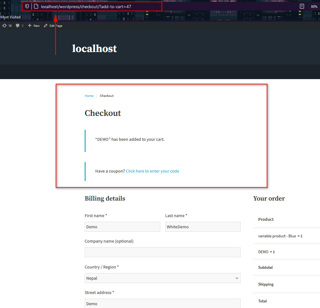 Прямая ссылка для оформления заказа в woocommerce - предварительный просмотр прямого оформления заказа