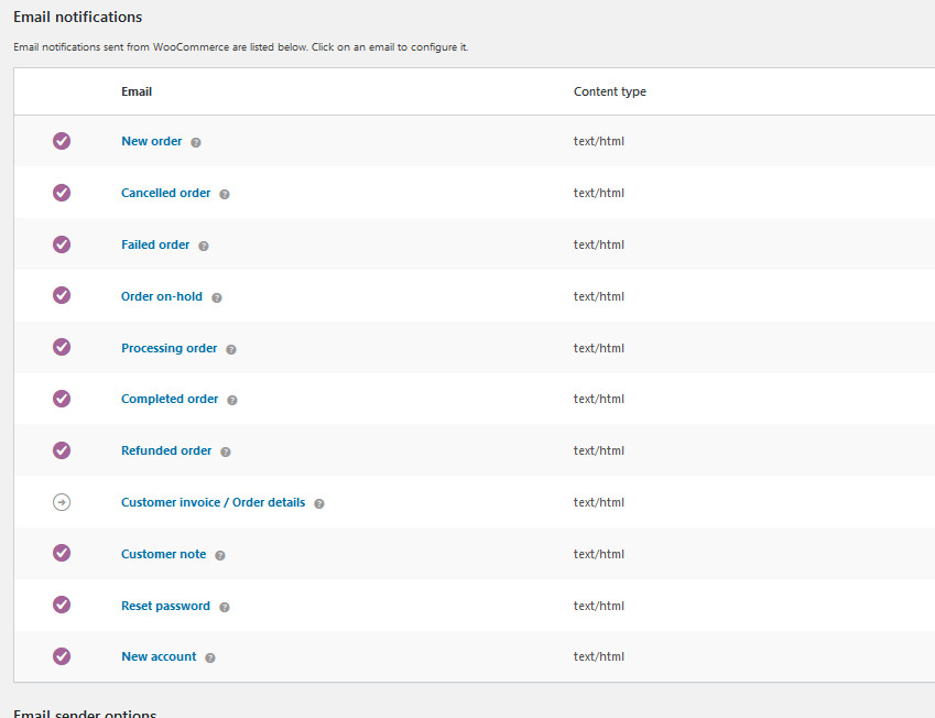 woocommerce tidak mengirim email - jenis email