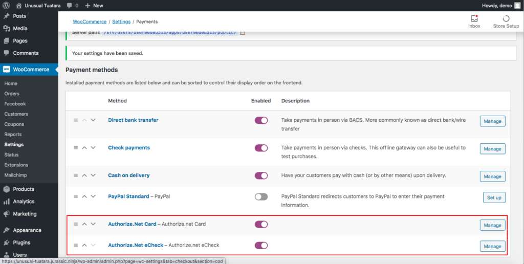 Fügen Sie Authorize.Net auch WooCommerce hinzu - Option 1