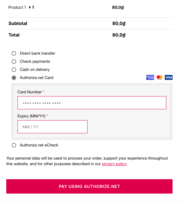 Fügen Sie Authorize.Net auch WooCommerce hinzu - Option 1
