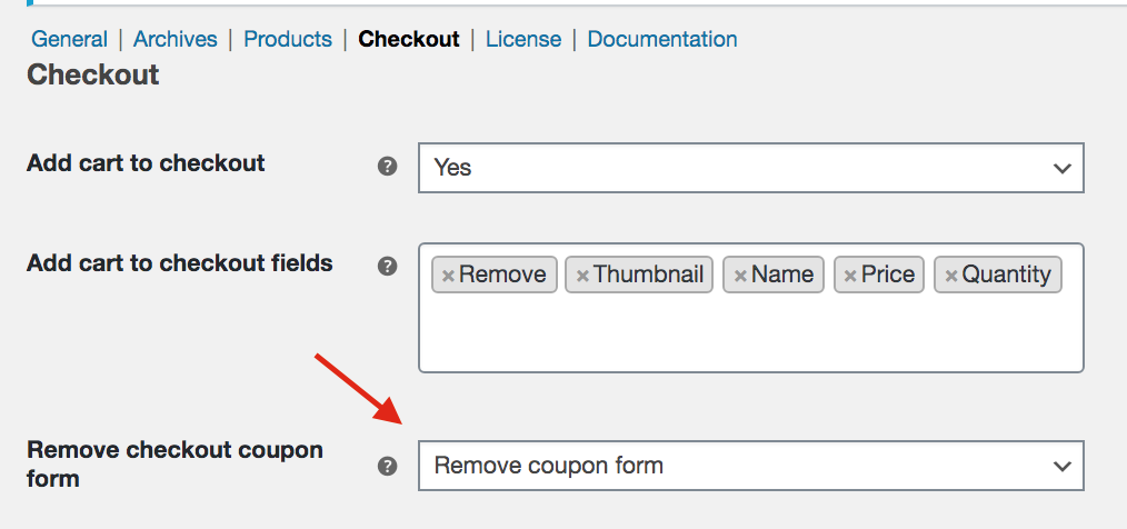Hapus formulir kupon dengan Direct Checkout