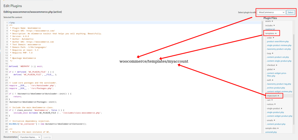 Como editar a página Minha Conta do WooCommerce programaticamente - Arquivos de modelo