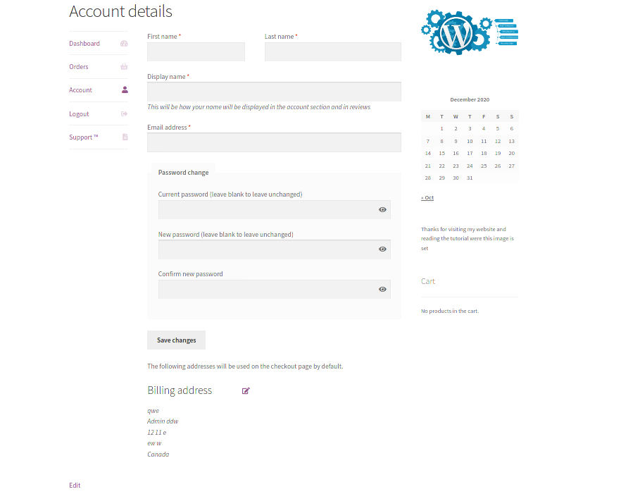 mesclar o conteúdo da guia woocommerce da minha conta