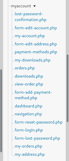 woocommerce meus arquivos de modelo de conta