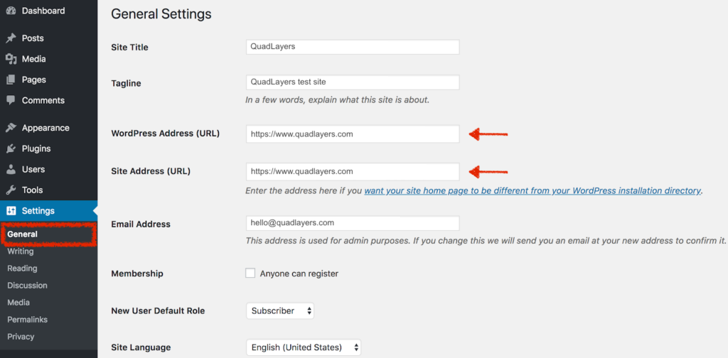 การชำระเงิน WooCommerce ไม่ทำงาน - ที่อยู่ WordPress และที่อยู่เว็บไซต์