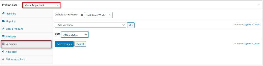 So richten Sie WooCommerce ein - Variationsdetails