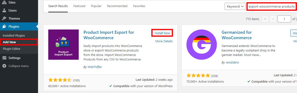 立即安装出口 woocommerce 产品