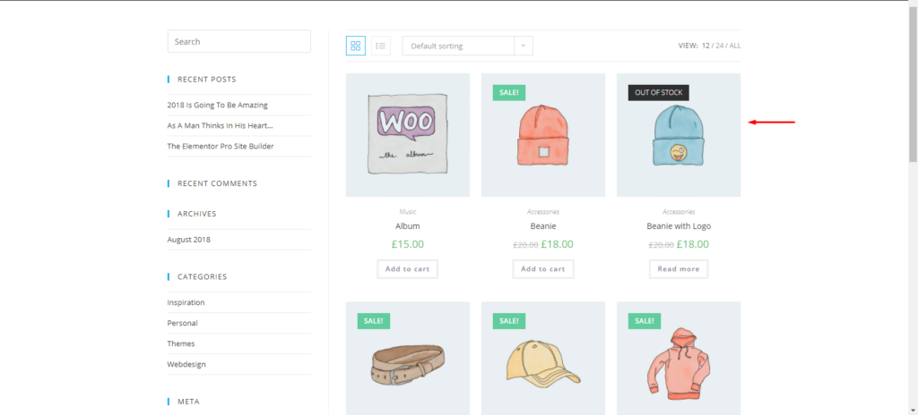 WooCommerce 제품 숨기기 - 이전